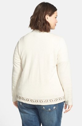 Lucky Brand Embroidered Open Front Cardigan (Plus Size)