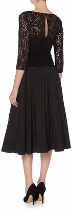 Eliza J Sweetheart flared dress with lace sleeves