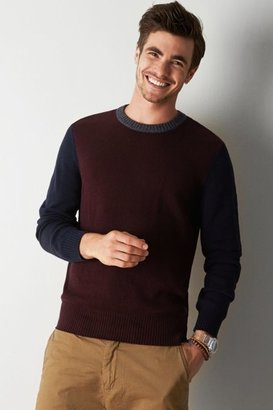 American Eagle Outfitters Brown Colorblocked Crew Sweater, Mens XL-Tall