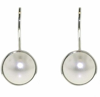Finesse Bouton Pearl & Rhodium Leverback Earrings