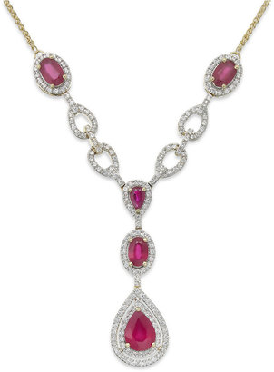 Macy's Ruby (2-3/4 ct. t.w.) Diamond (1/2 ct. t.w.) Y-Necklace in 14k Gold