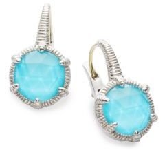 Judith Ripka Eclipse Turquoise & Sterling Silver Round Drop Earrings