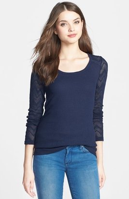 Lucky Brand 'Ginny' Lace & Thermal Knit Tee