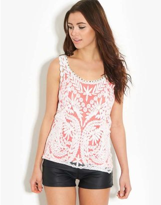 Pink Soda Embroidered Cami Top