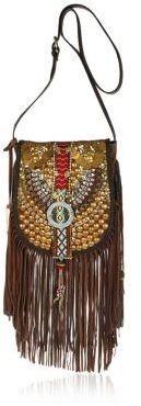 River Island Brown leather tribal cross body bag