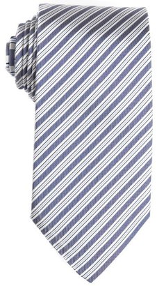 Ferragamo navy and white striped silk tie
