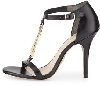 Pour La Victoire Yolanda Golden T-Strap Dress Sandal, Black