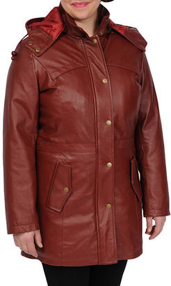 JCPenney Excelled Leather Nappa Hooded Anorak - Plus