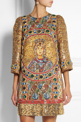Dolce & Gabbana Embellished wool-blend mini dress