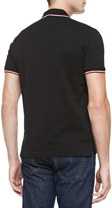 Moncler Short-Sleeve Tape-Tipped Polo, Black