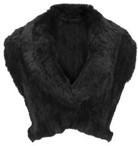 Matthew Williamson Women's Knitted Rabbit Fur Shrug Jacket Black