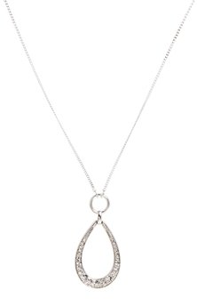 Pilgrim Silver Plated Crystal Drop Necklace - Silver
