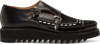 John Lawrence Sullivan Black Embellished Leather Monk Strap Shoes