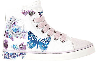 Geox Ciak Butterfly Canvas Trainers, White/Purple