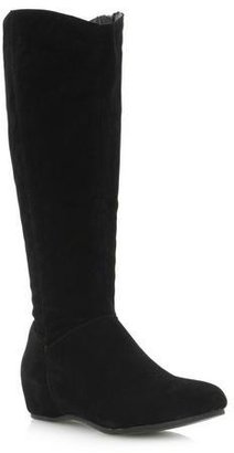 Dune Head Over Heels Ladies TREACLE - BLACK Overlasted Mini Concealed Wedge Heel Boot