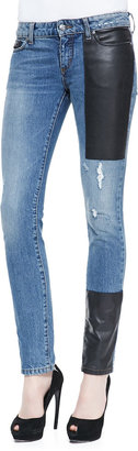 McQ Faux-Leather Patch Skinny Jeans