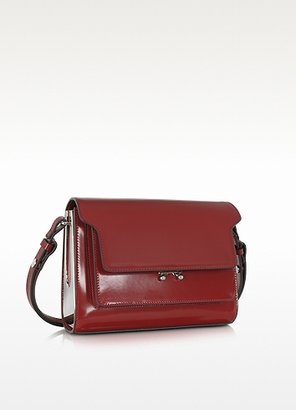 Marni Metal Trunk Dark Red Leather Small Shoulder Bag