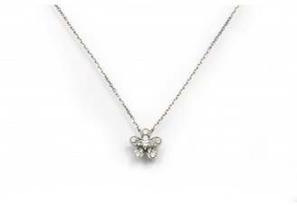 Van Cleef & Arpels excellent (EX) Pave Diamond & 18K White Gold Socrate One Flower Pendant Necklace