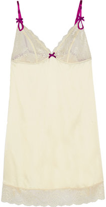 Elle Macpherson Intimates Exotic Plume stretch-satin and lace chemise