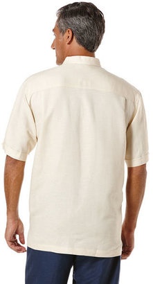 Cubavera Linen Rayon 1 Pocket Tri-Color Panel Shirt