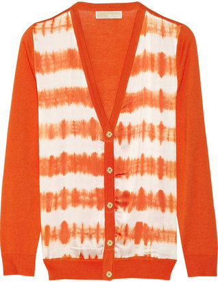 MICHAEL Michael Kors Tie-dyed stretch-silk and cotton-blend cardigan