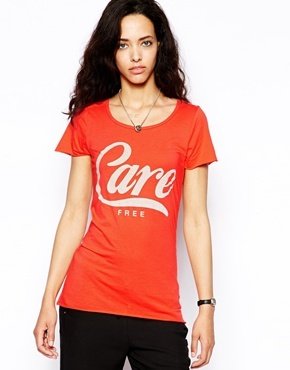 Zoe Karssen Care Free Loose Fit T-Shirt With Short Sleeves - hotcoral