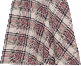James Perse Shoreditch checked cotton and linen-blend mini skirt