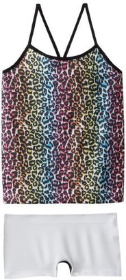 Spunderwear Big Girls'  Cami Tank and Boyshort Set - Rainbow Leopard Print