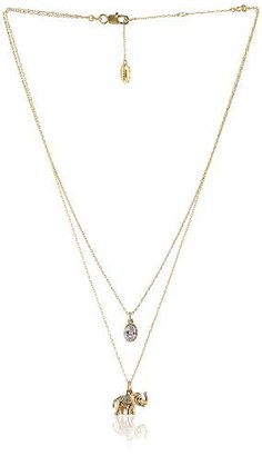 Juicy Couture Pave Elephant Double Chain Necklace, 18"