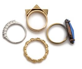Iosselliani Studded Navette Ring Set