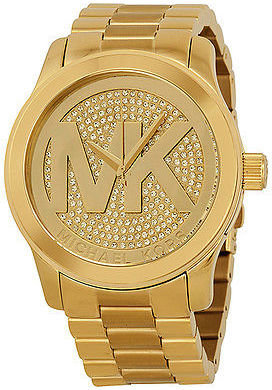 Michael Kors Runway Gold Dial Crystal Pave Gold-tone Ladies Watch MK5706
