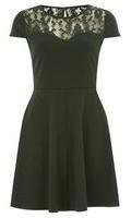 Dorothy Perkins Womens Green lace and ponte dress- Dark Green