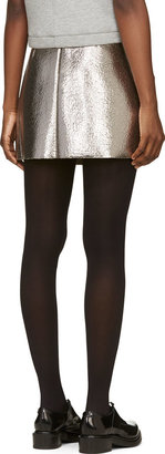MSGM Silver Lamé A-Line Skirt