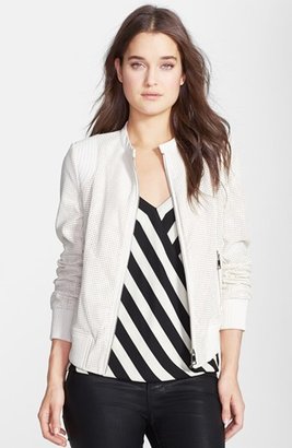 Bebe Faux Leather Perforated Bomber Jacket