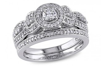 Ice 1/2 CT  Diamond TW 10K White Gold Bridal Ring Set