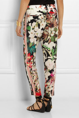 Roberto Cavalli Eden floral-print silk tapered pants