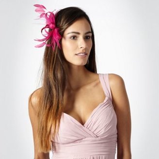 Debut Pink loop & feather hair clip fascinator