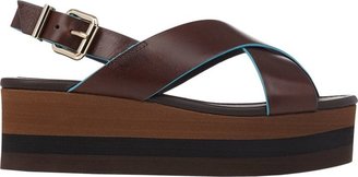 Fendi Claire Slingback Platform Sandals-Brown