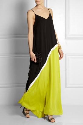 Halston Color-block georgette gown