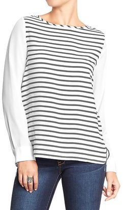 Old Navy Women's Chiffon Striped Boatneck Tops