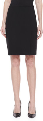 Halston Crepe Pencil Skirt, Black