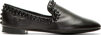 Giuseppe Zanotti Black Leather Studded Loafers