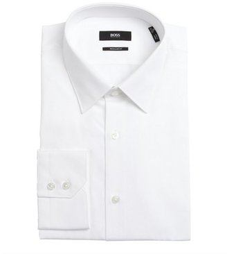 HUGO BOSS white cotton point collar dress shirt