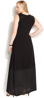Calvin Klein Size Sleeveless Woven-Hem Maxi Dress