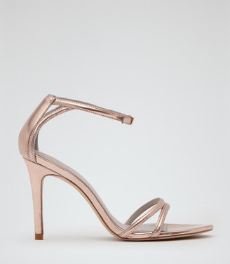 Reiss Peony DOUBLE STRAP SANDALS ROSE GOLD