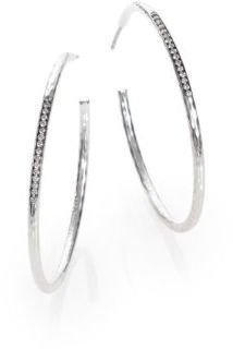 Ippolita Stella Diamond & Sterling Silver #3 Hoop Earrings/1.6"