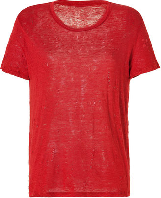 IRO Linen Destroyed T-Shirt in Red