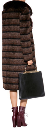 Ferragamo Wool-Mohair-Alpaca Coat with Fox Fur Front