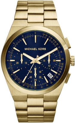 Michael Kors Over-Size Golden/Cobalt Stainless Steel Channing Chronograph Watch