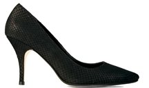 Dune Appoint Black Reptile Pattern Court Shoes - Black